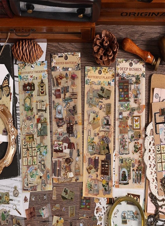 SAMVARDHAN 12 Sheets Vintage Aesthetic Stickers PET Waterproof Scrapbooking Retro Transparent DIY Crafts Stickers for Journals Diaries Laptops and Decorative Crafts, Pack of 4 (Retro Themes) - Image 1